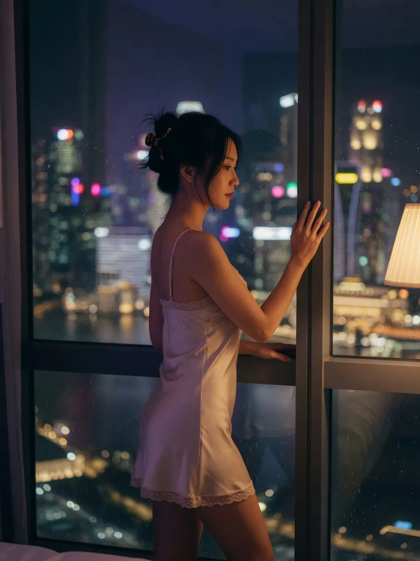 A treatment room at night, the setting for four hands massage Singapore