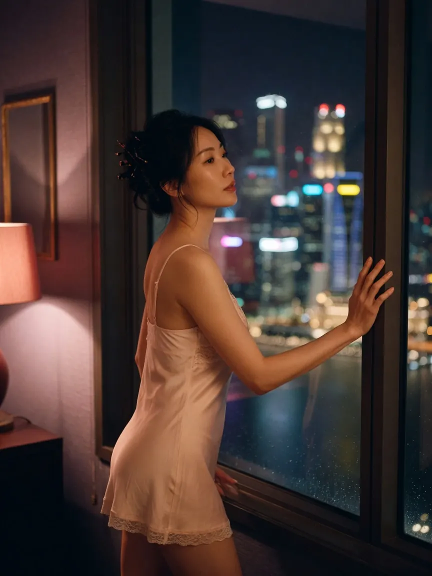 A treatment room at night, the setting for sex massage Singapore